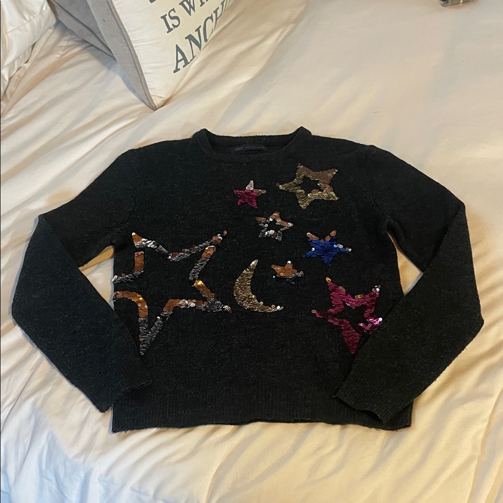 Marks & Spencer Black Sweater with Sequin Stars